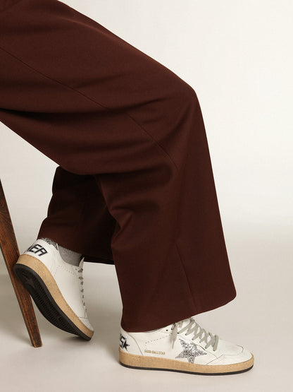 Women's Ball Star in nappa with white star and glitter heel tab - Golden Goose Women