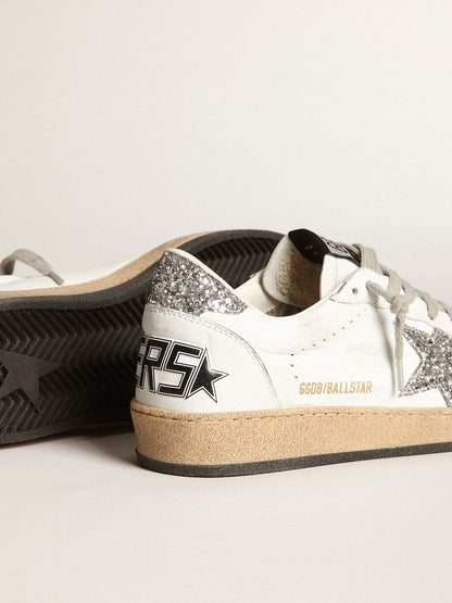 Women's Ball Star in nappa with white star and glitter heel tab - Golden Goose Women