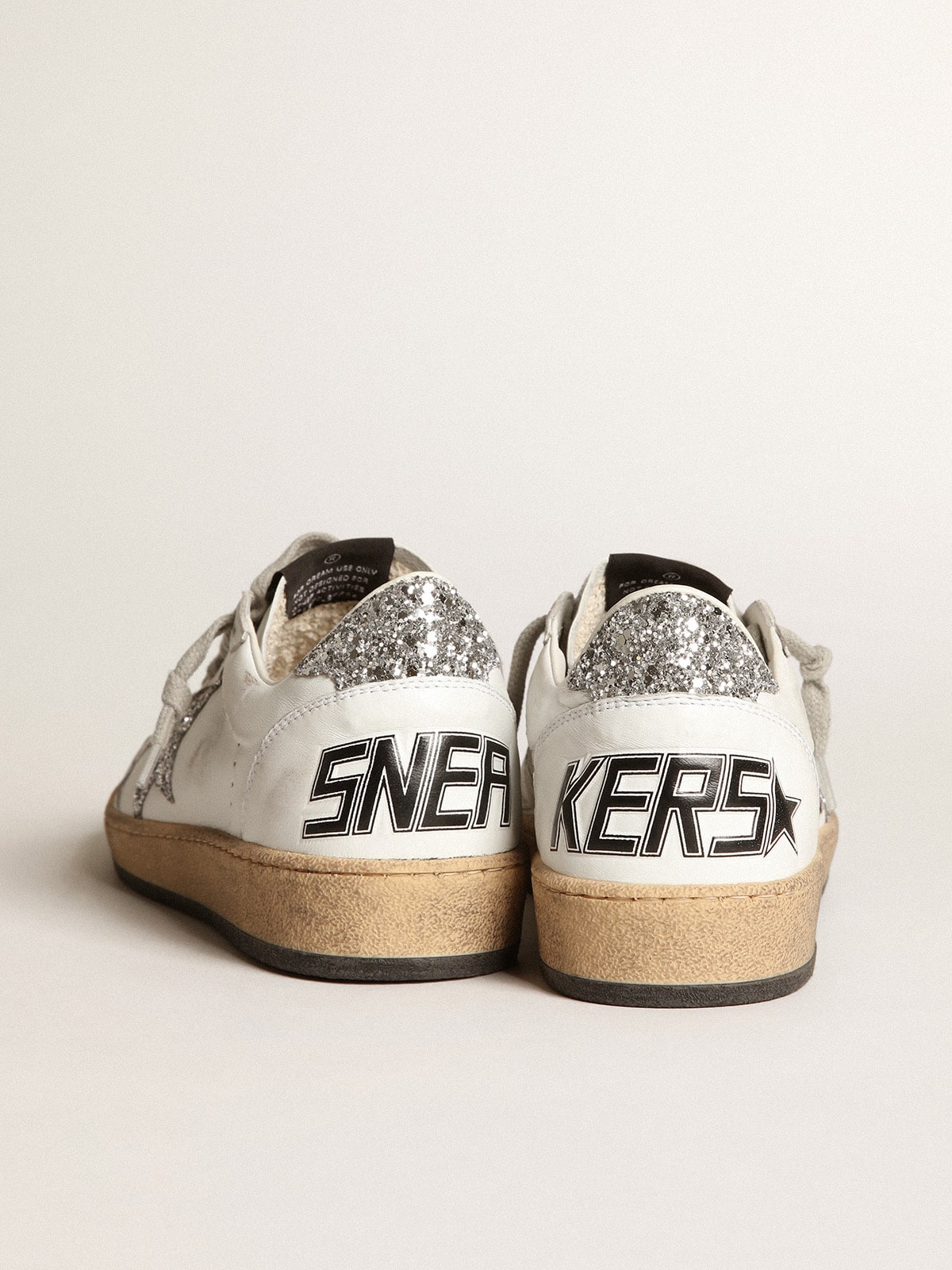 Women's Ball Star in nappa with white star and glitter heel tab - Golden Goose Women