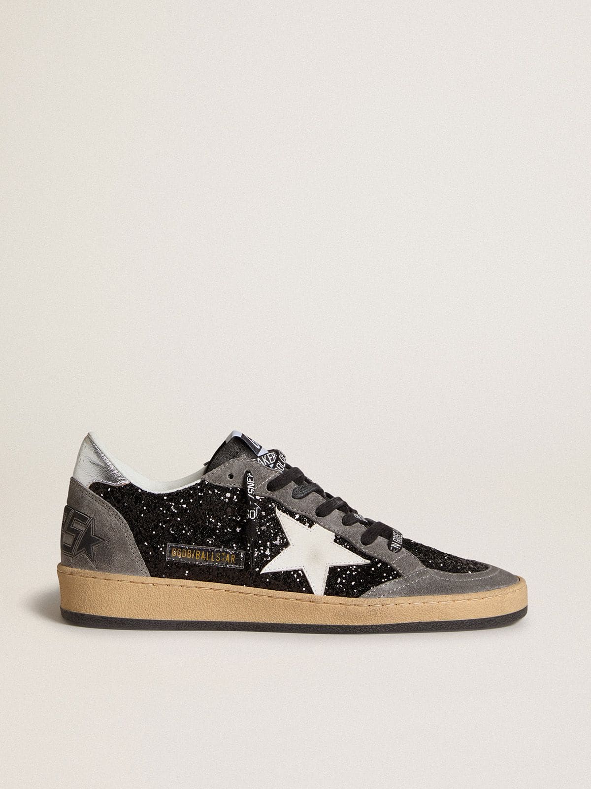 Women's Ball Star in glitter with leather star and metallic leather heel tab - Golden Goose Women