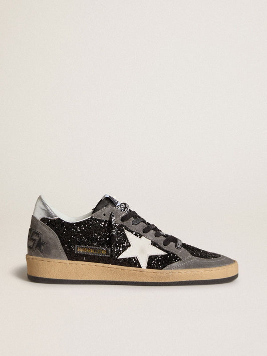 Women's Ball Star in glitter with leather star and metallic leather heel tab - Golden Goose Women