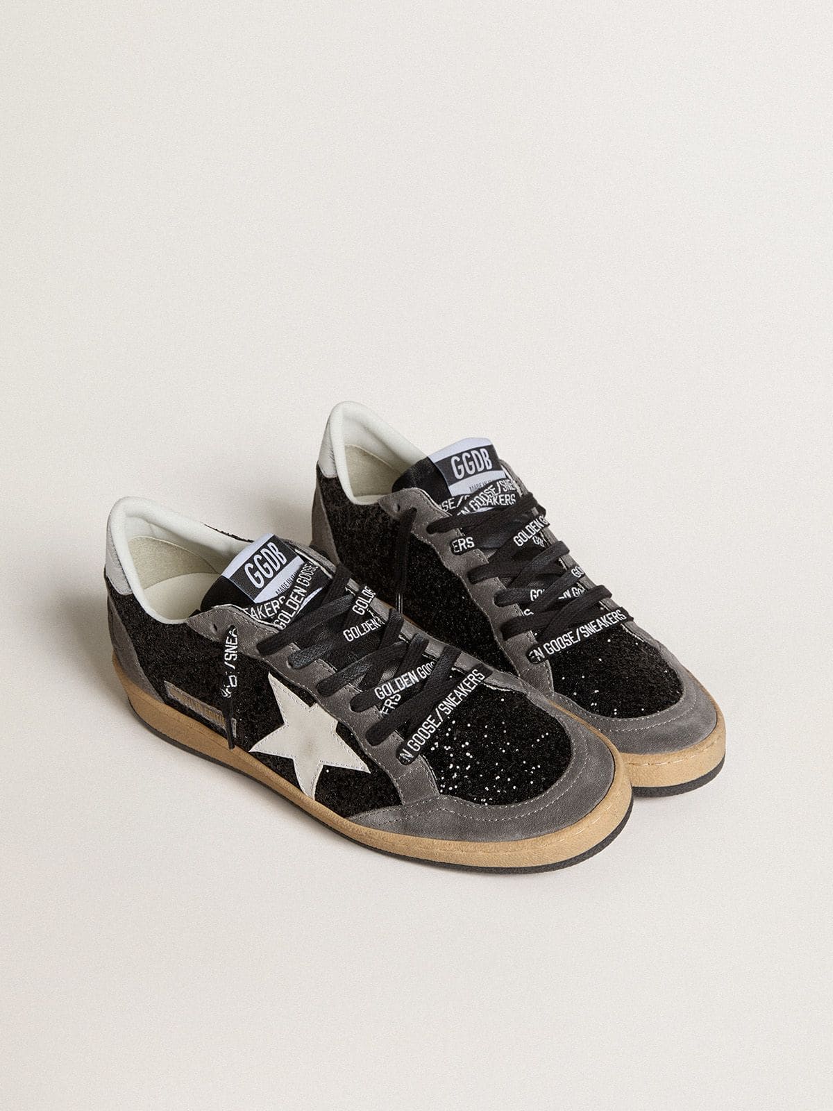 Women's Ball Star in glitter with leather star and metallic leather heel tab - Golden Goose Women