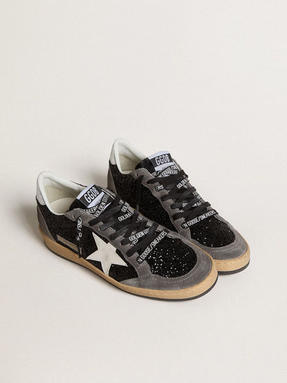 Women's Ball Star in glitter with leather star and metallic leather heel tab - Golden Goose Women