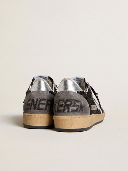 Women's Ball Star in glitter with leather star and metallic leather heel tab - Golden Goose Women
