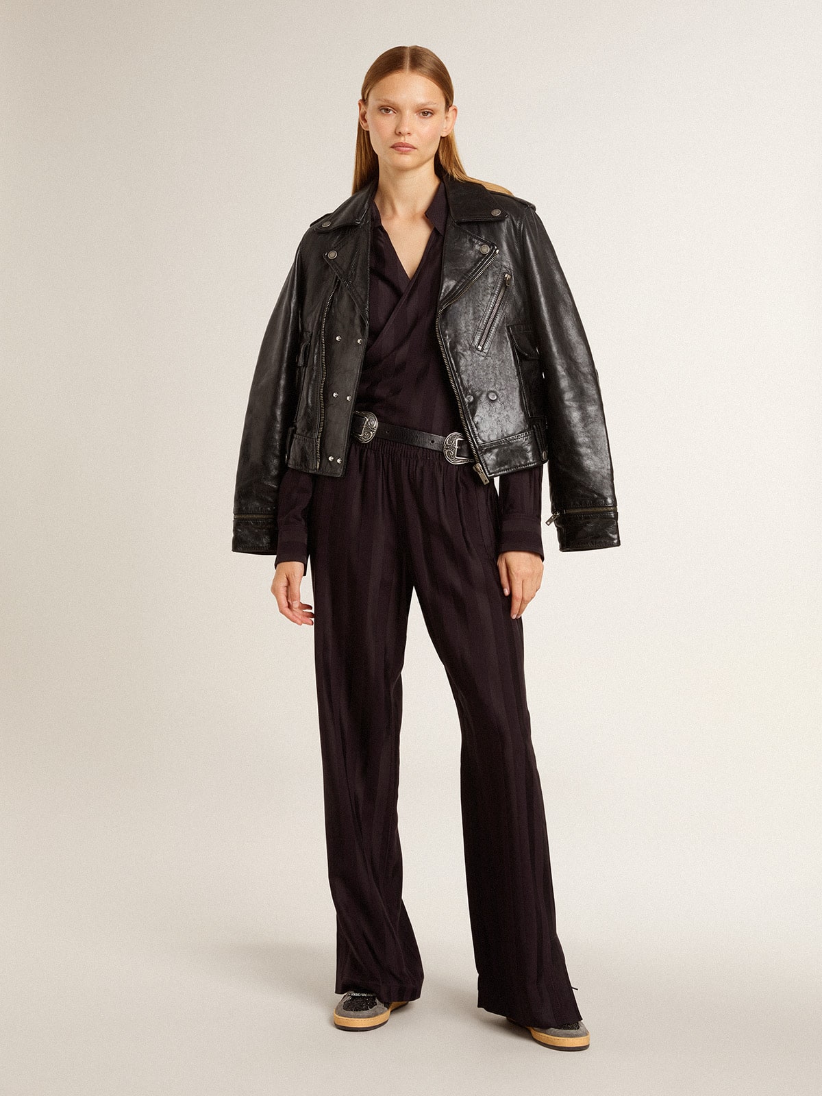 Women's Ball Star in glitter with leather star and metallic leather heel tab - Golden Goose Women