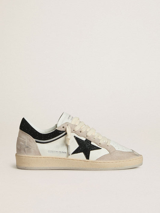 Women's Ball Star LTD in nappa with black crystal star and beige suede inserts - Golden Goose Women
