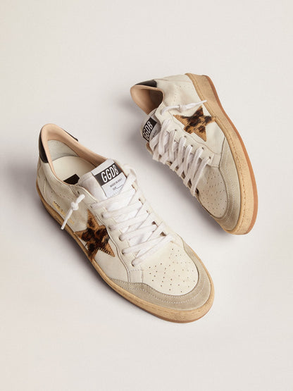 Women's Ball Star with leopard print pony skin star and black heel tab - Golden Goose Women