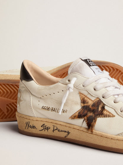Women's Ball Star with leopard print pony skin star and black heel tab - Golden Goose Women
