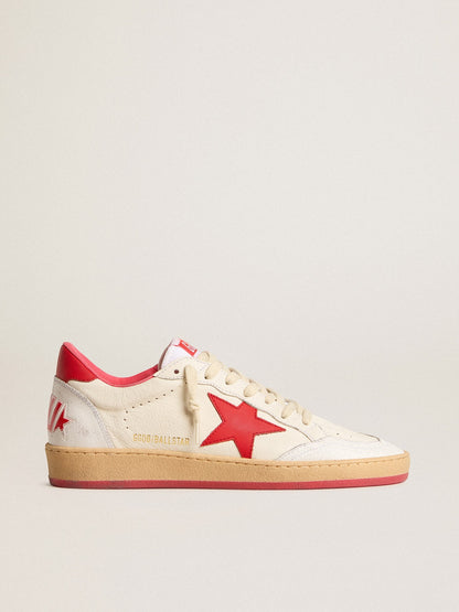 Women’s Ball Star Wishes in white leather with a red star and heel tab - Golden Goose Women