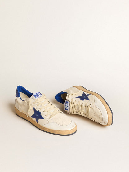 Women’s Ball Star Wishes in white nappa leather with bright blue star and heel tab - Golden Goose Women