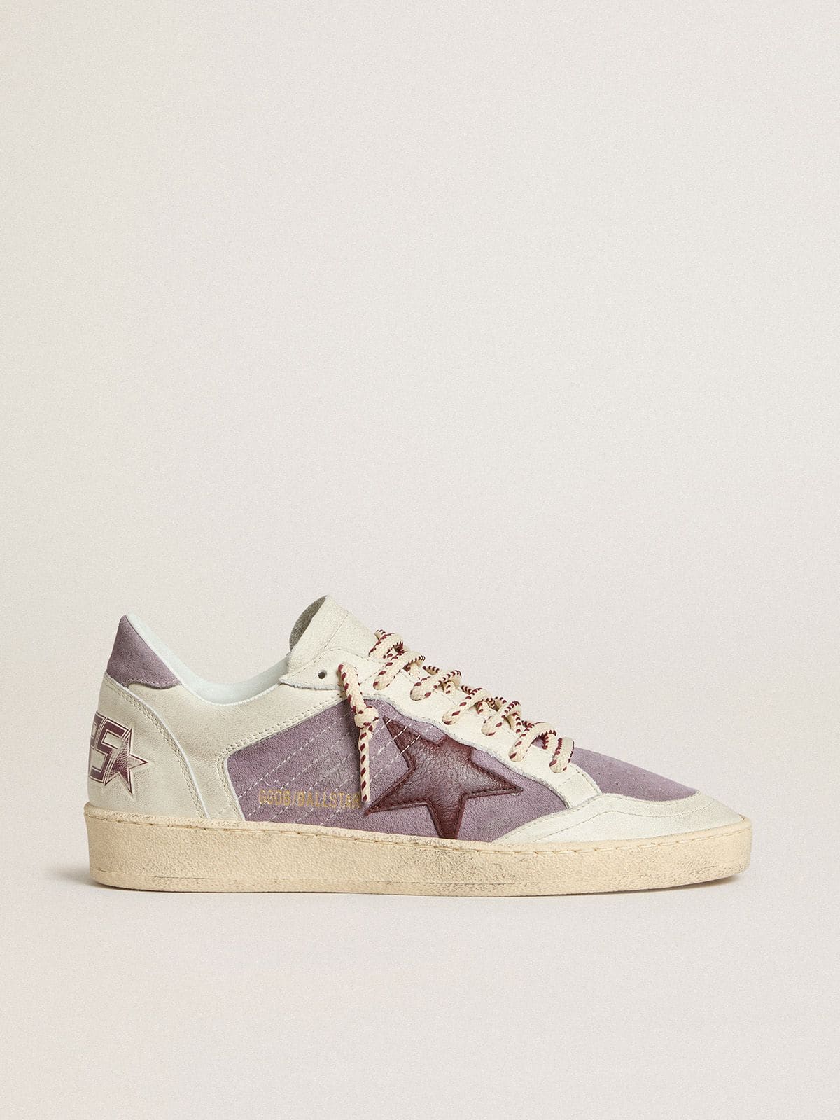 Women’s Ball Star in lilac suede with burgundy leather star and lilac suede heel tab - Golden Goose Women