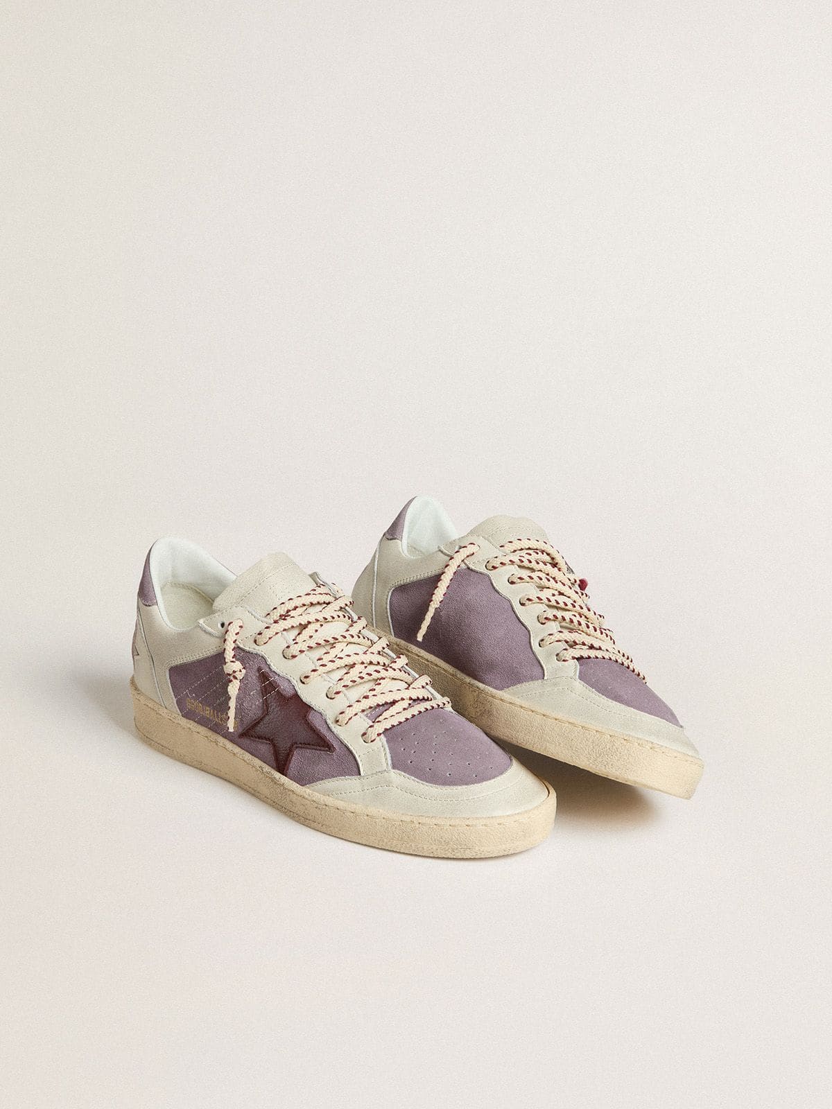 Women’s Ball Star in lilac suede with burgundy leather star and lilac suede heel tab - Golden Goose Women