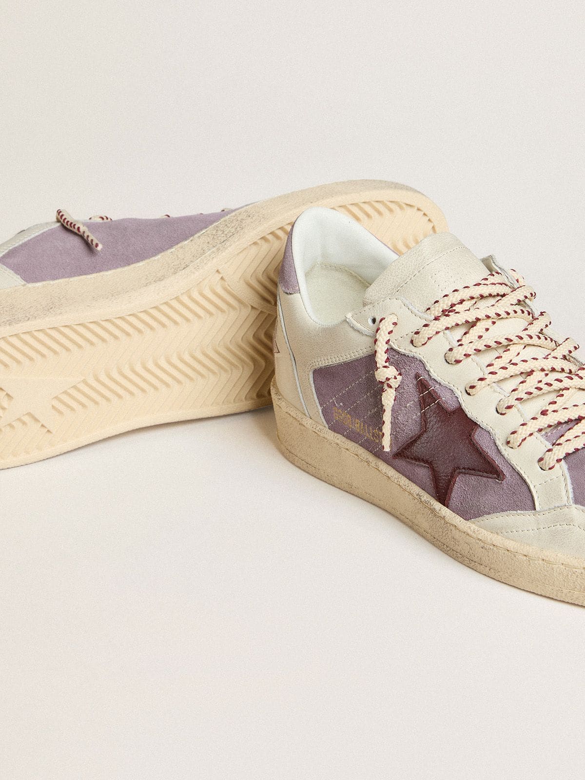 Women’s Ball Star in lilac suede with burgundy leather star and lilac suede heel tab - Golden Goose Women
