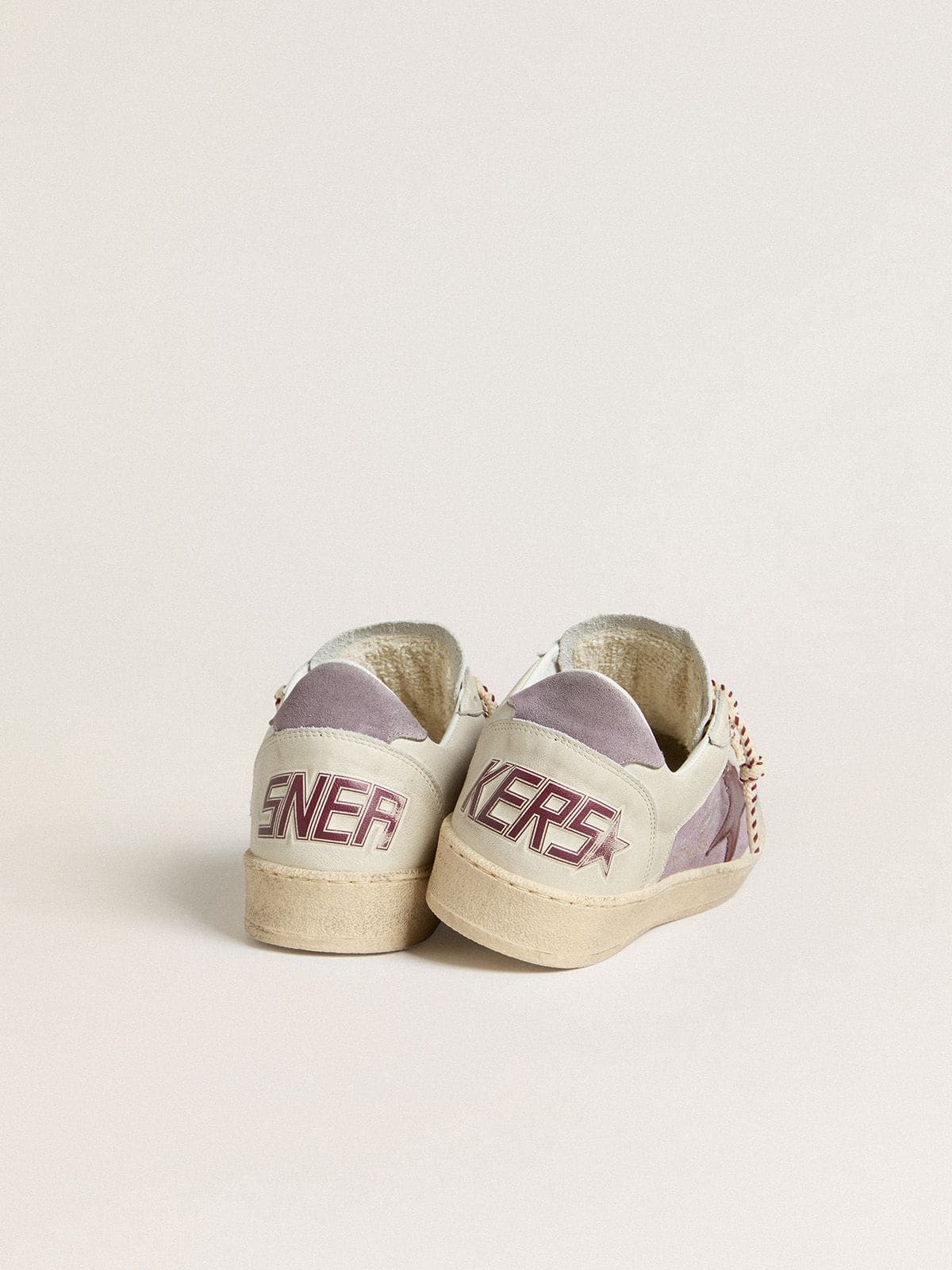 Women’s Ball Star in lilac suede with burgundy leather star and lilac suede heel tab - Golden Goose Women