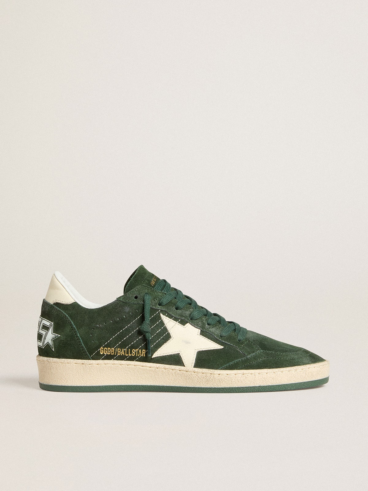 Women's Ball Star in green suede with white leather star and heel tab - Golden Goose Women
