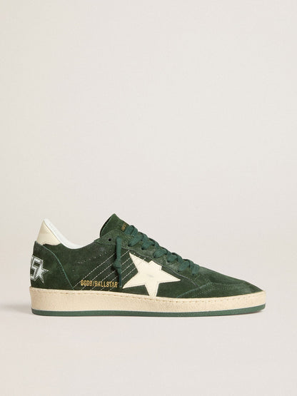 Women's Ball Star in green suede with white leather star and heel tab - Golden Goose Women