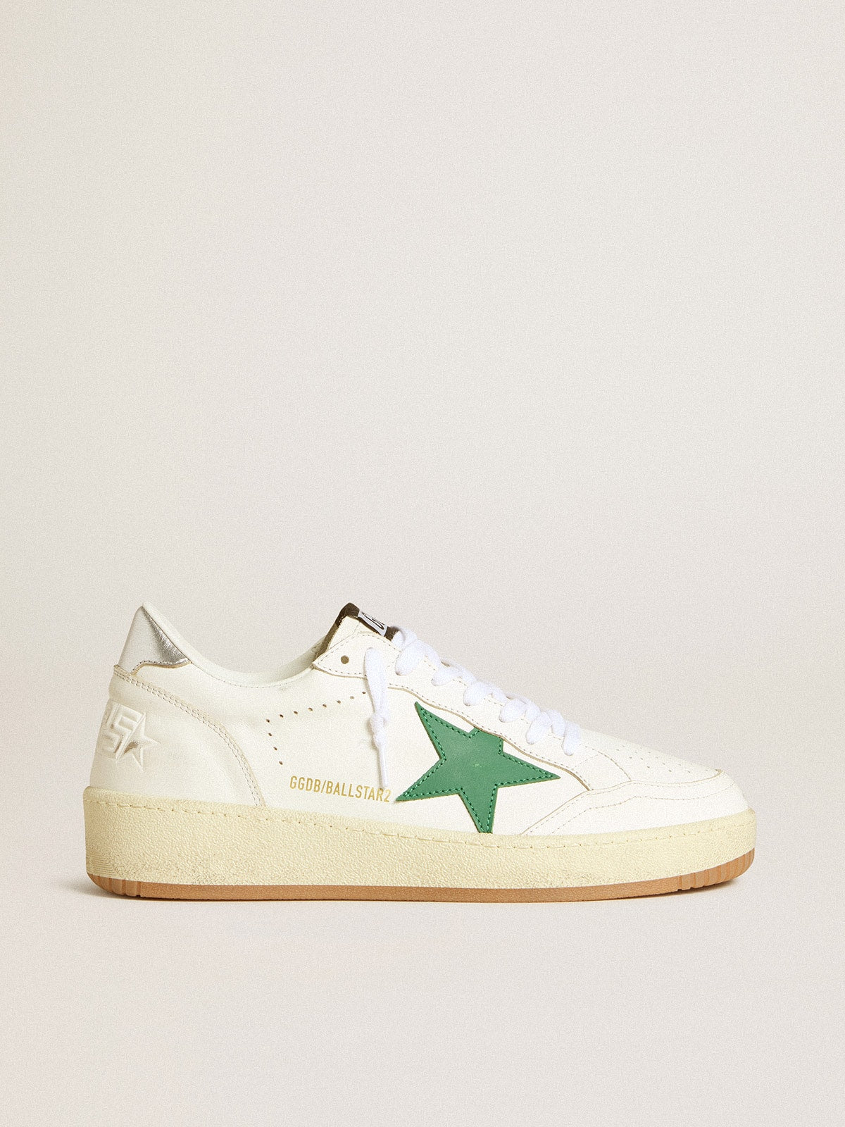 Women's Ball Star with green leather star and metallic leather heel tab - Golden Goose Women