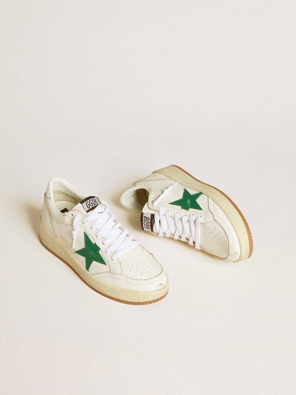 Women's Ball Star with green leather star and metallic leather heel tab - Golden Goose Women