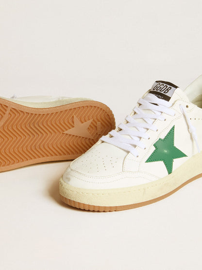 Women's Ball Star with green leather star and metallic leather heel tab - Golden Goose Women