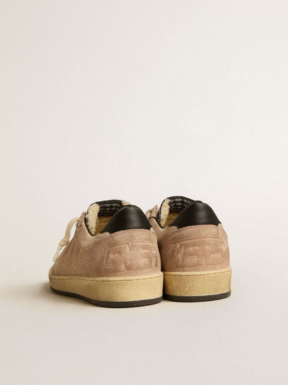 Women's Ball Star LTD in powder pink suede with Swarovski crystal tongue and shearling lining - Golden Goose Women