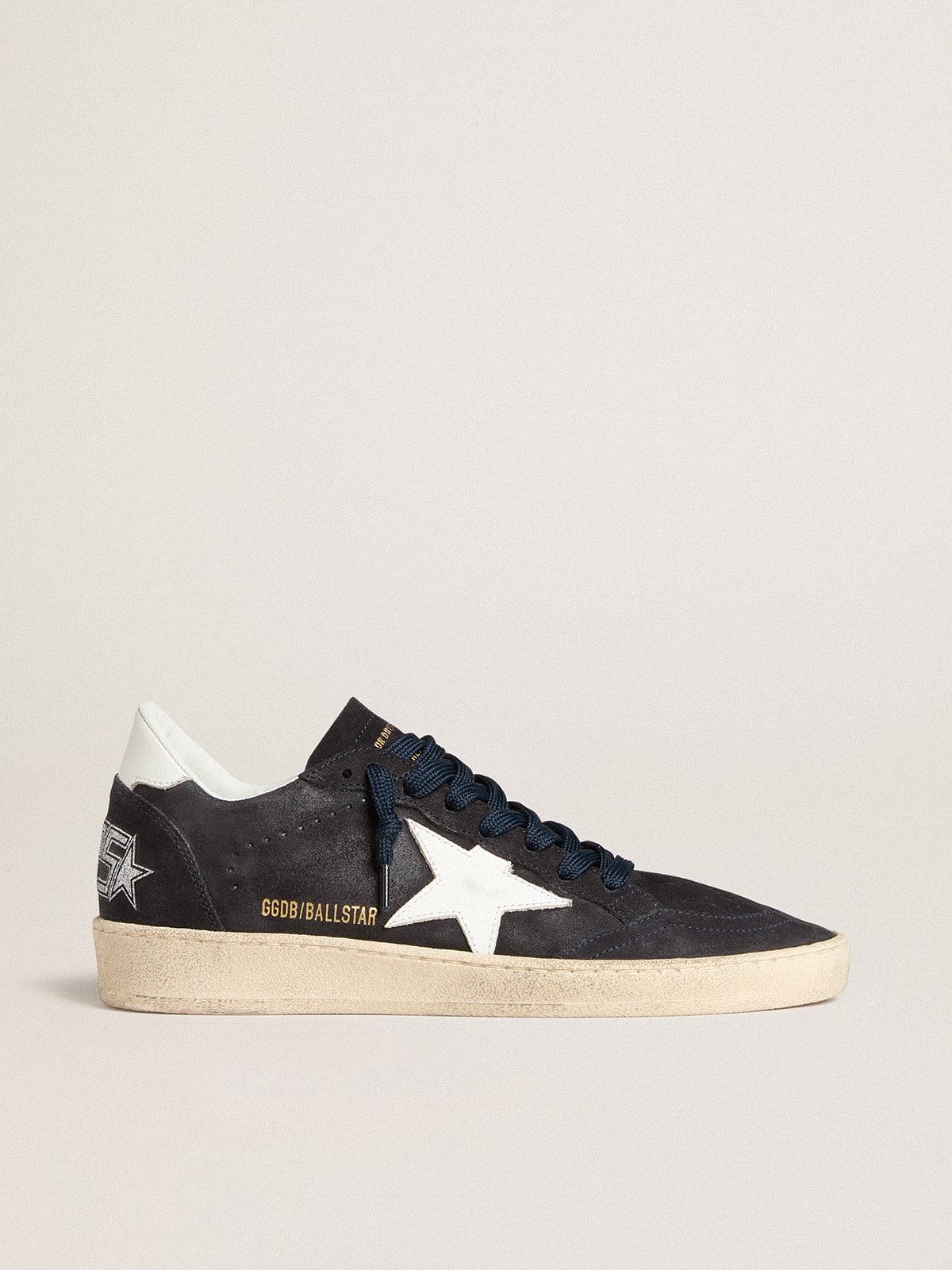 Women's Ball Star in dark blue suede with leather star and heel tab - Golden Goose Women