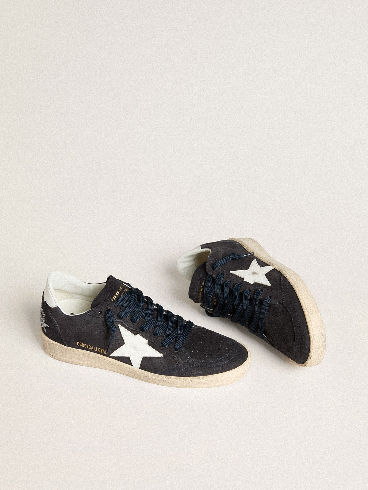 Women's Ball Star in dark blue suede with leather star and heel tab - Golden Goose Women