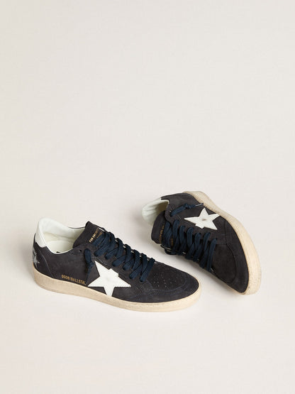 Women's Ball Star in dark blue suede with leather star and heel tab - Golden Goose Women