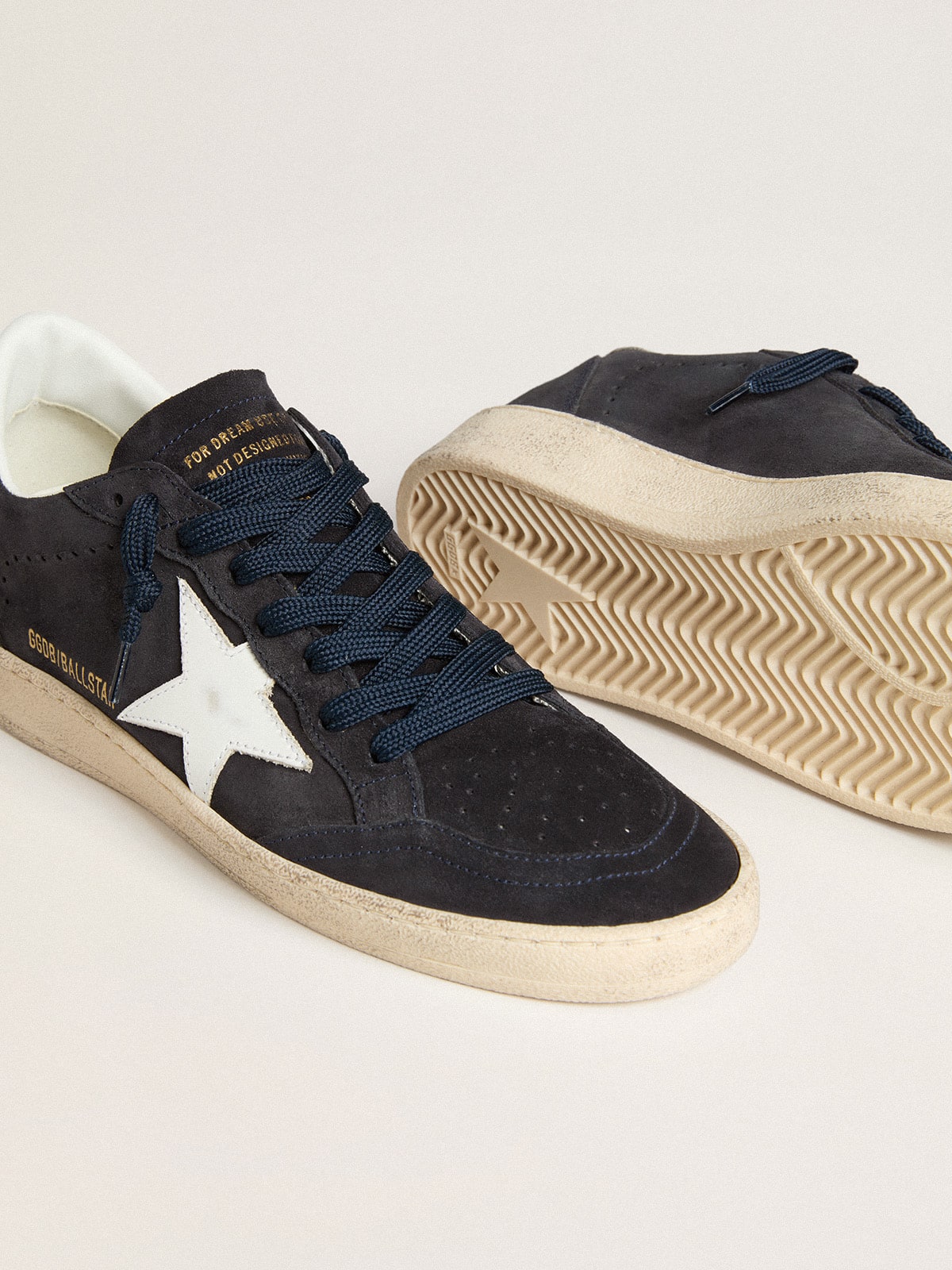 Women's Ball Star in dark blue suede with leather star and heel tab - Golden Goose Women
