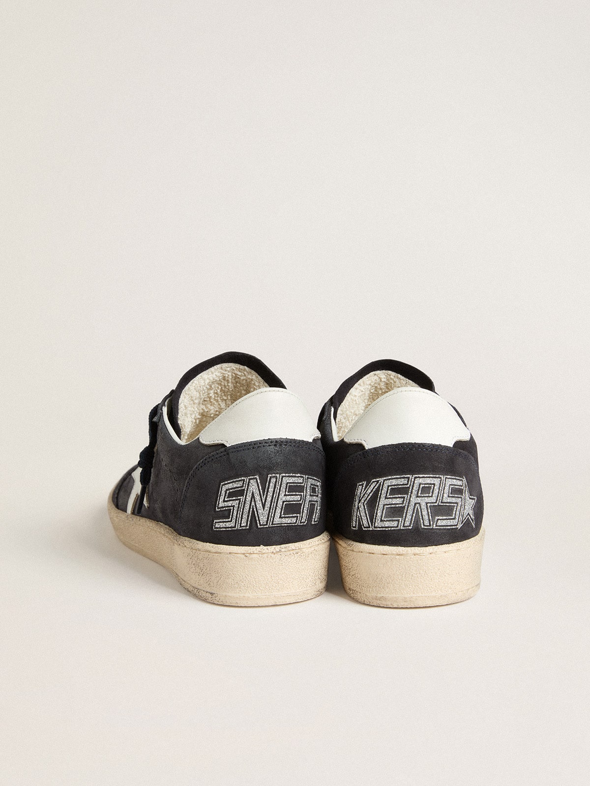 Women's Ball Star in dark blue suede with leather star and heel tab - Golden Goose Women
