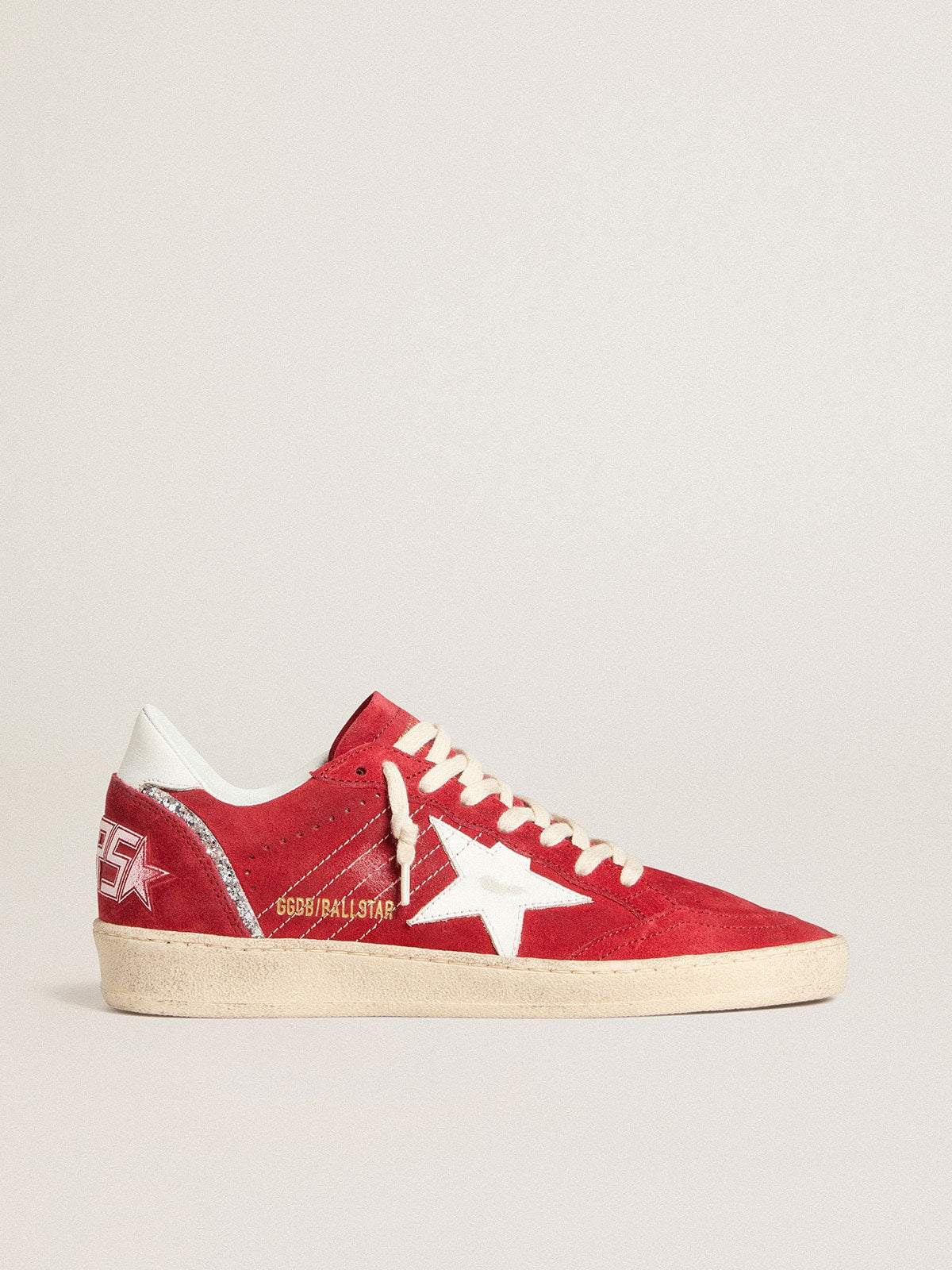Women's Ball Star in red suede with white leather star and heel tab - Golden Goose Women