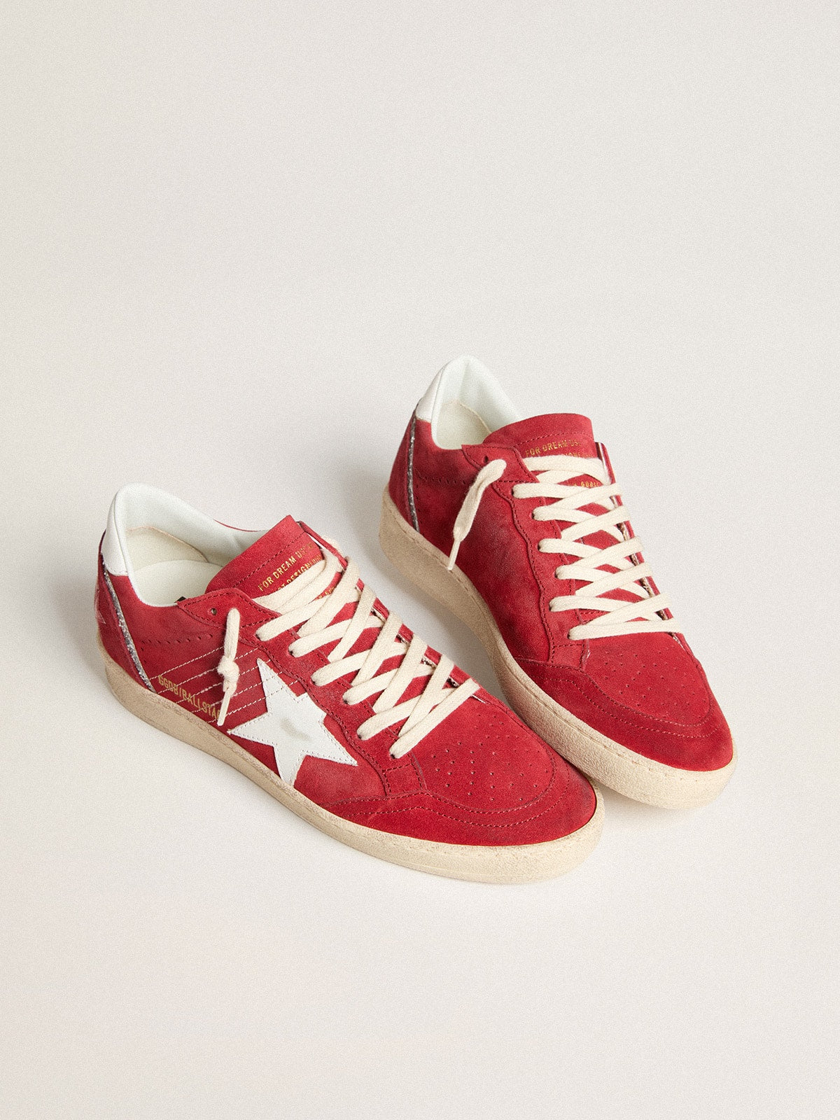 Women's Ball Star in red suede with white leather star and heel tab - Golden Goose Women