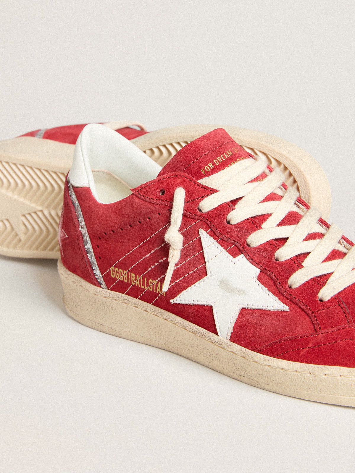 Women's Ball Star in red suede with white leather star and heel tab - Golden Goose Women