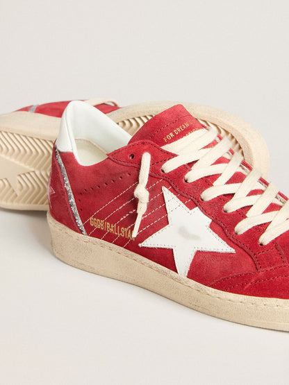 Women's Ball Star in red suede with white leather star and heel tab - Golden Goose Women