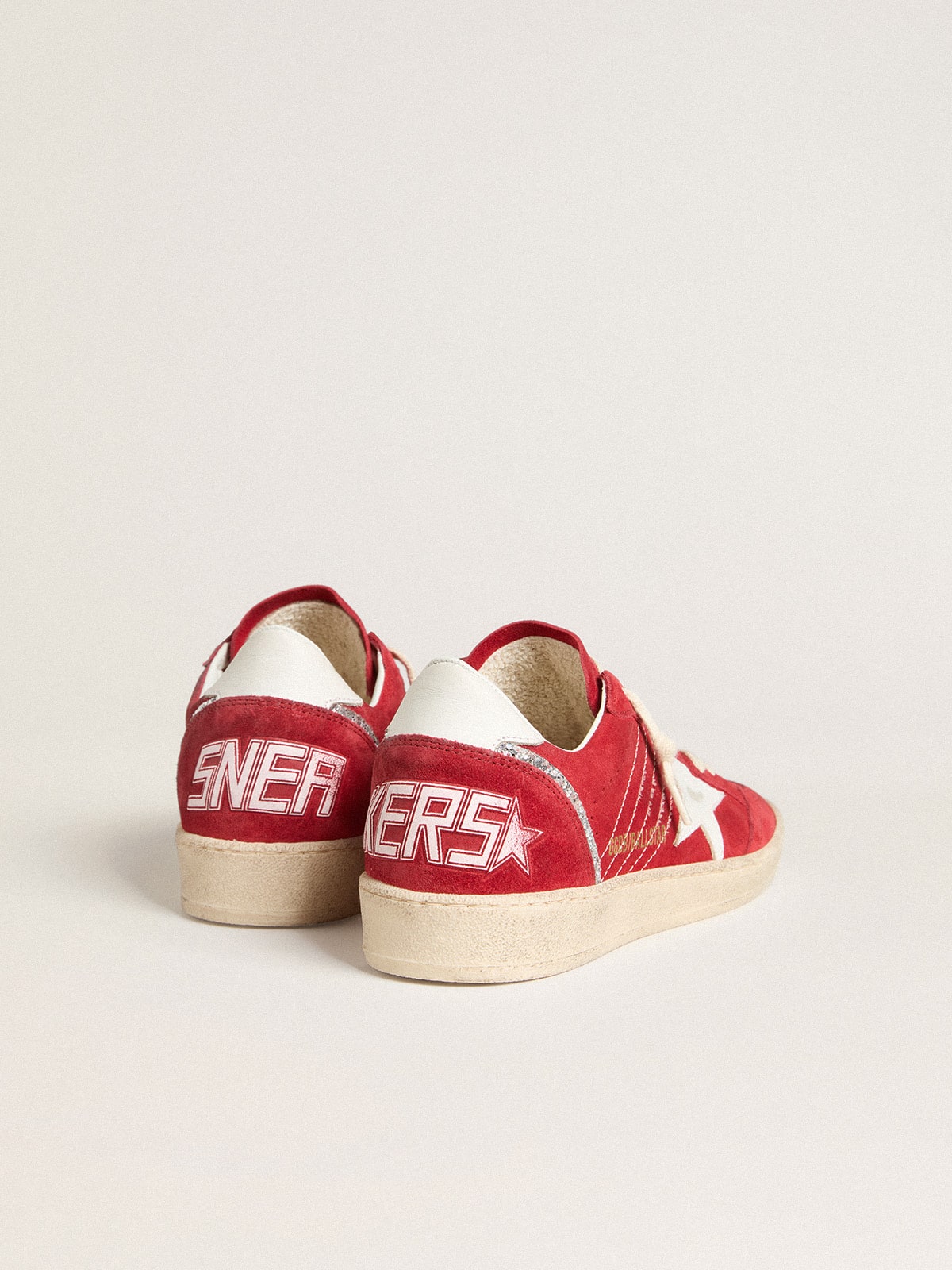 Women's Ball Star in red suede with white leather star and heel tab - Golden Goose Women