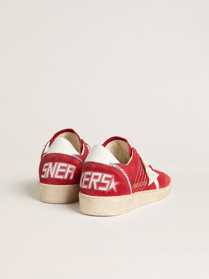 Women's Ball Star in red suede with white leather star and heel tab - Golden Goose Women
