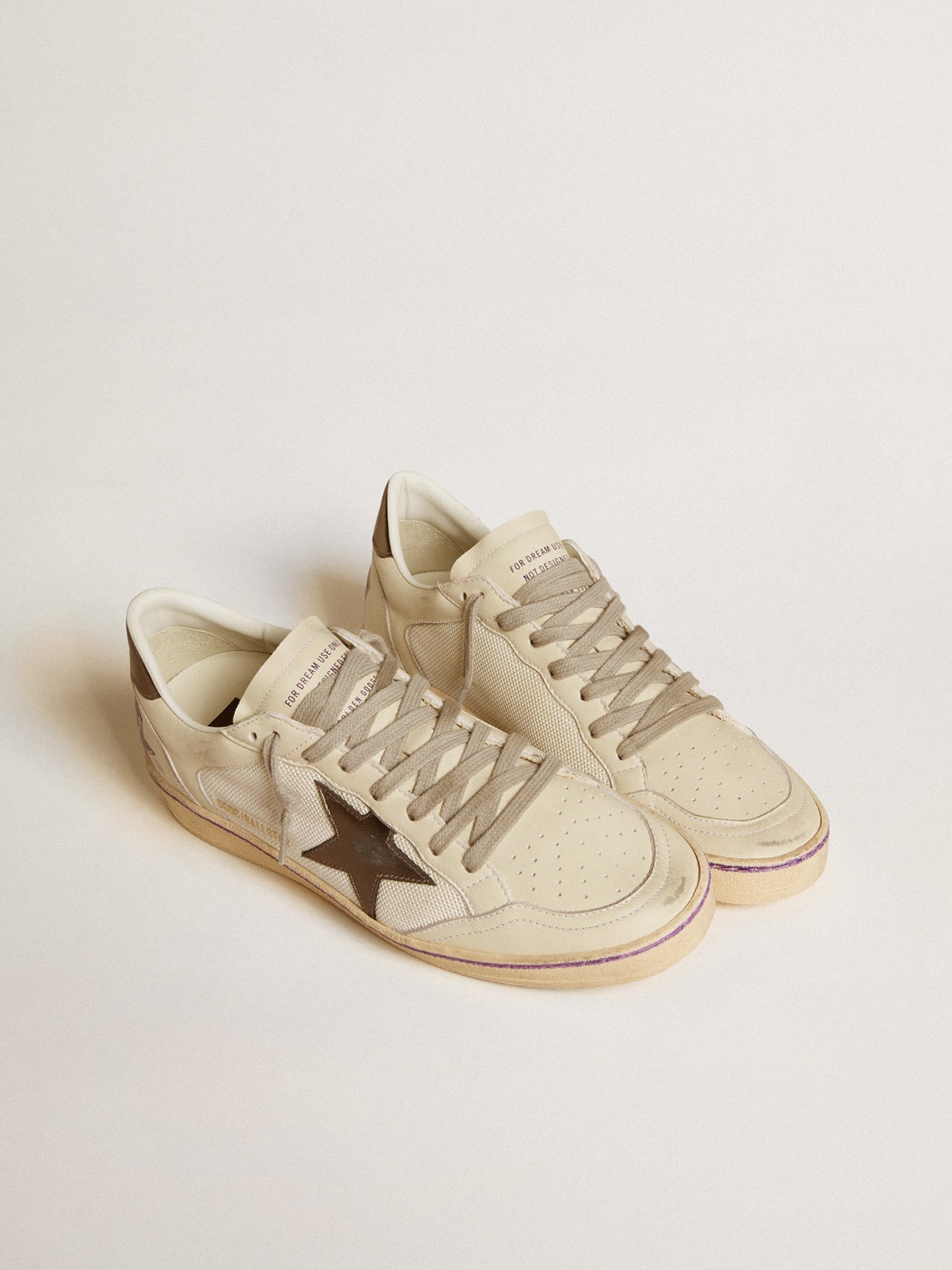 Ball Star in mesh and leather with metallic leather star and heel tab - Golden Goose Women