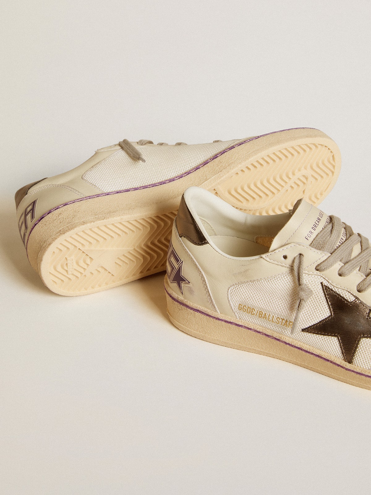 Ball Star in mesh and leather with metallic leather star and heel tab - Golden Goose Women