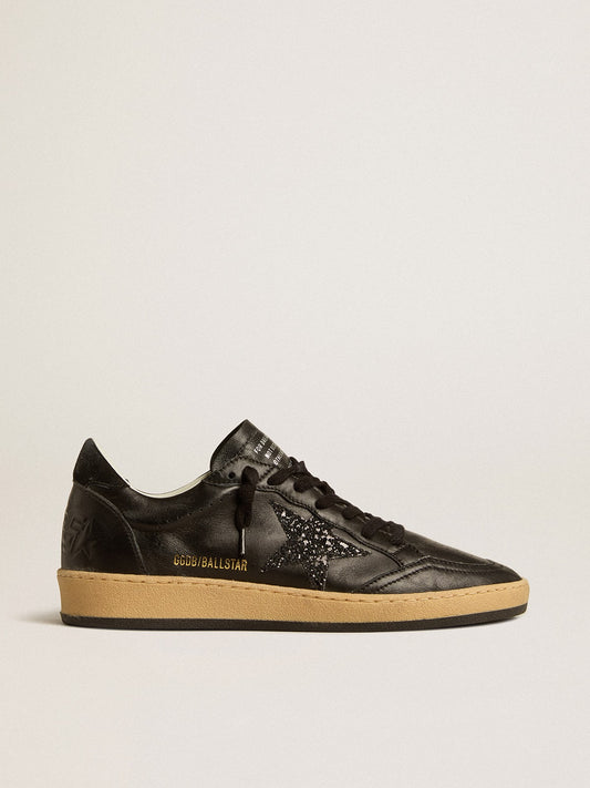 Women’s Ball Star in black nappa with black glitter star and suede heel tab - Golden Goose Women