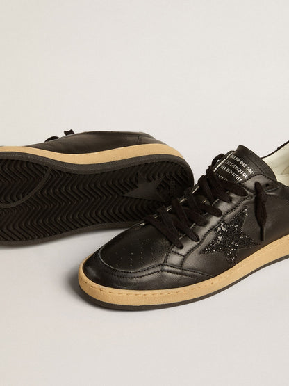 Women’s Ball Star in black nappa with black glitter star and suede heel tab - Golden Goose Women