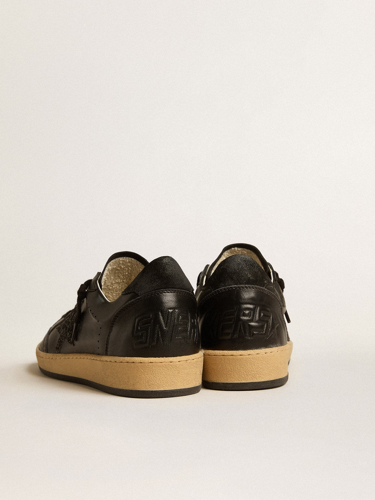 Women’s Ball Star in black nappa with black glitter star and suede heel tab - Golden Goose Women