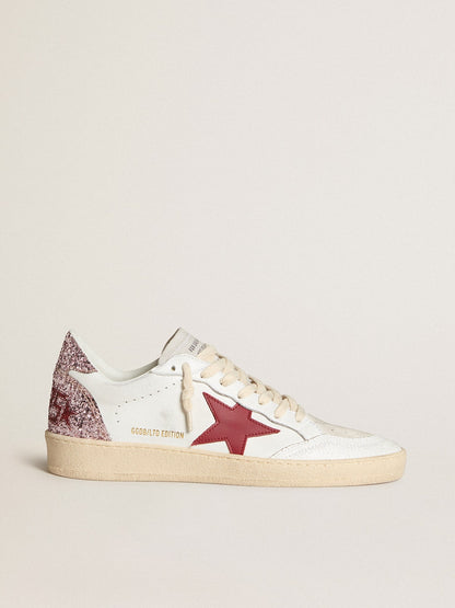 Women's Ball Star LTD with red leather star and pink glitter heel tab - Golden Goose Women
