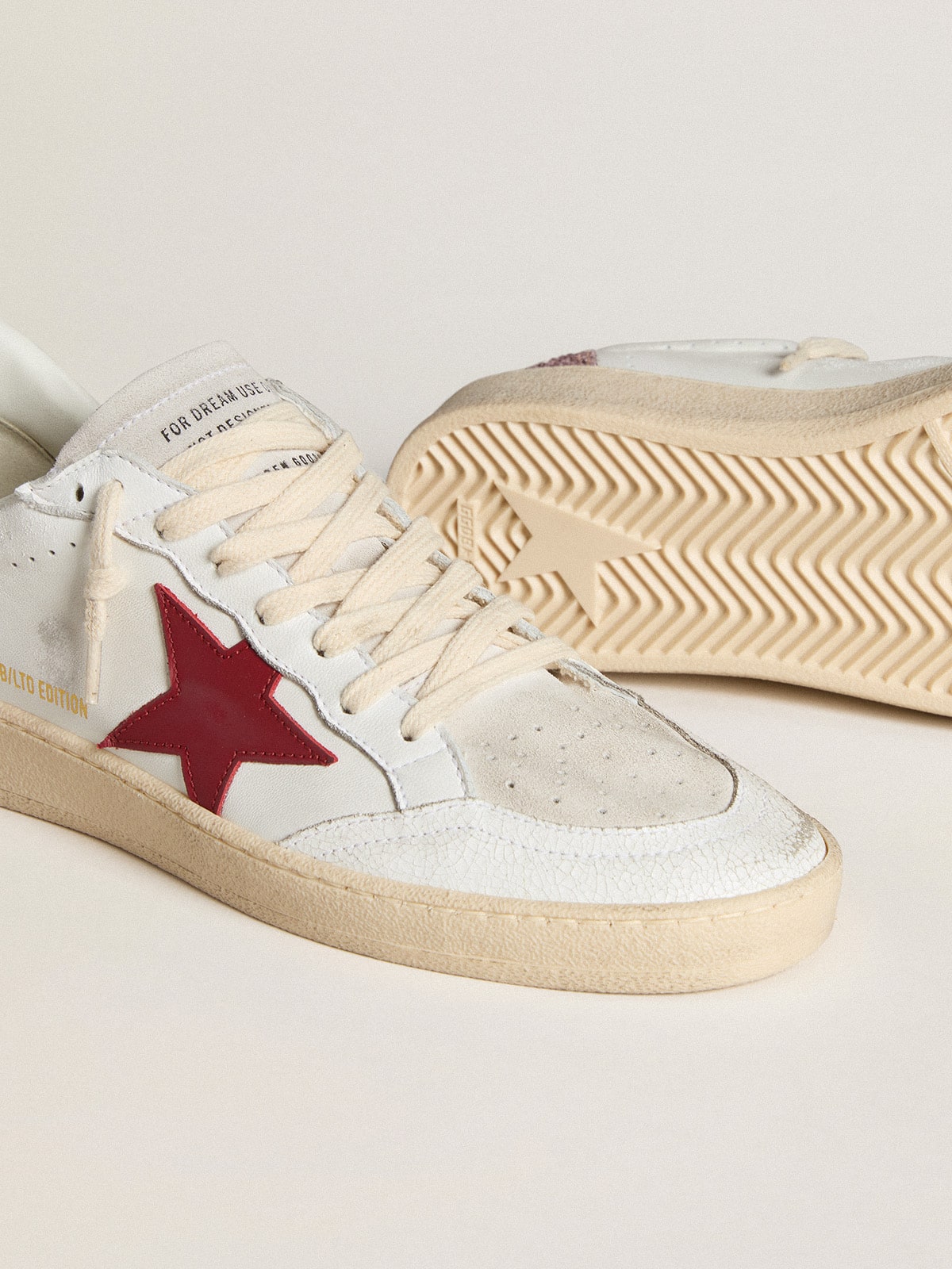 Women's Ball Star LTD with red leather star and pink glitter heel tab - Golden Goose Women