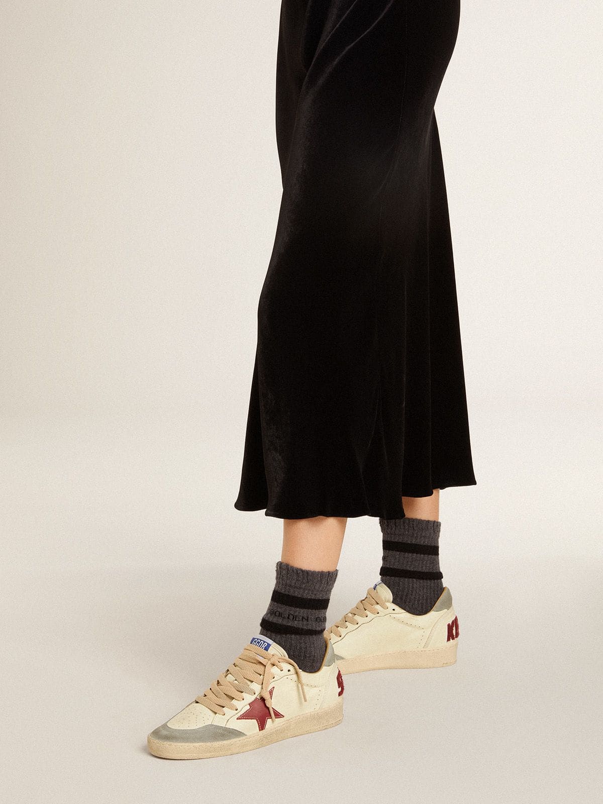 Women's Ball Star LTD in nappa with leather star and silver suede heel tab - Golden Goose Women
