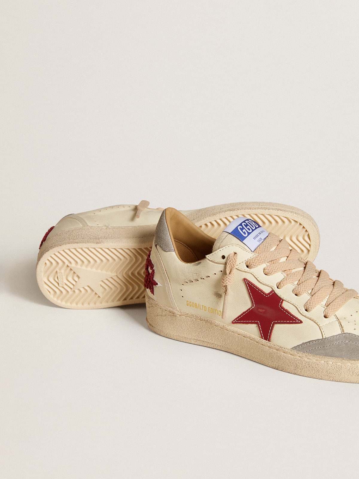 Women's Ball Star LTD in nappa with leather star and silver suede heel tab - Golden Goose Women