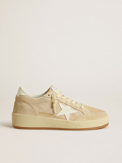 Women's Ball Star in beige suede with white leather star and heel tab - Golden Goose Women