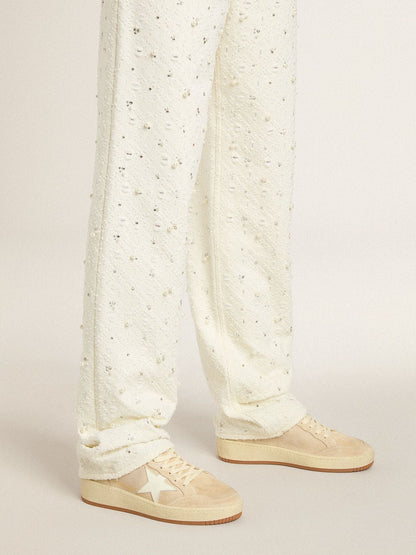 Women's Ball Star in beige suede with white leather star and heel tab - Golden Goose Women