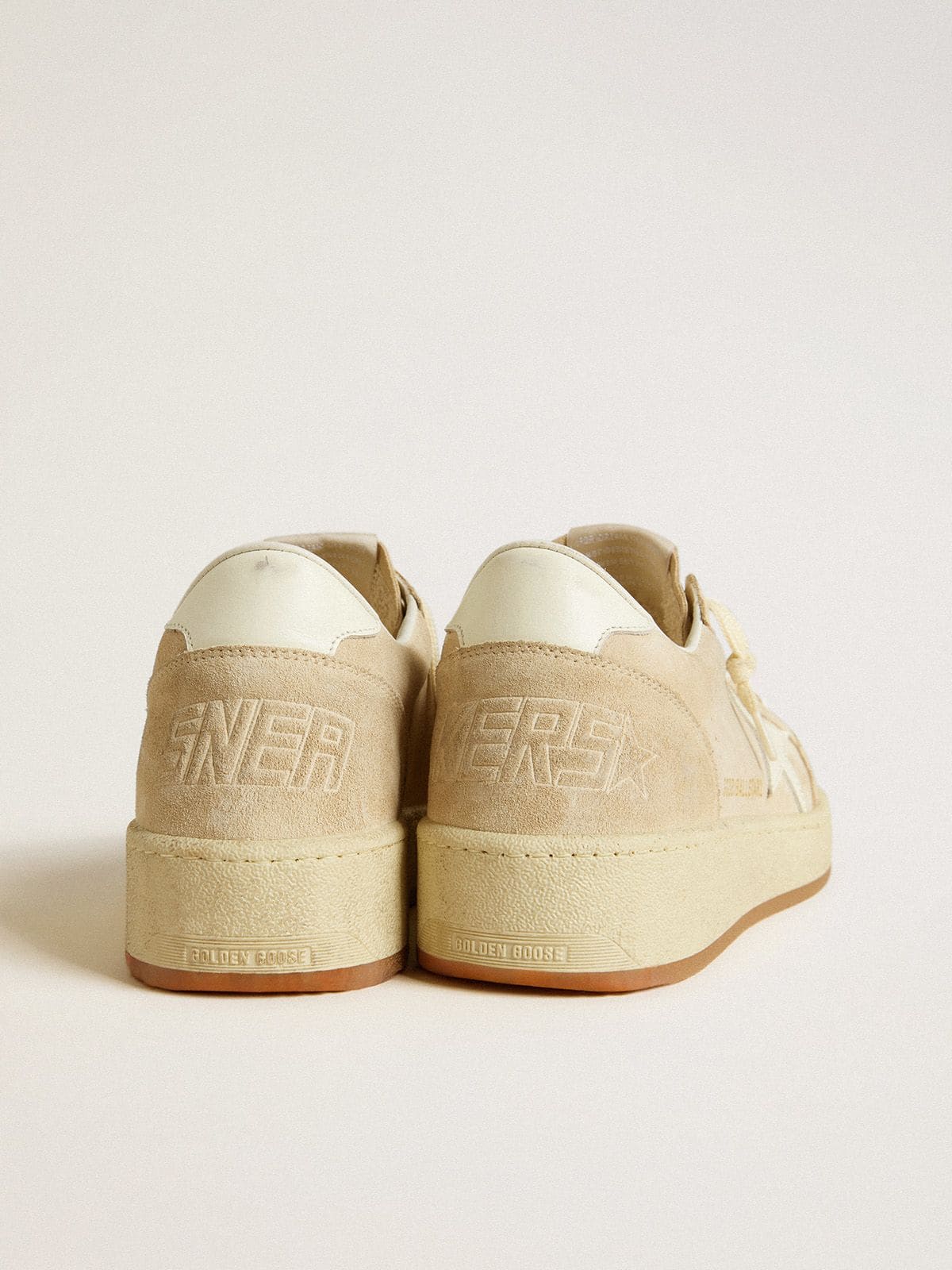 Women's Ball Star in beige suede with white leather star and heel tab - Golden Goose Women