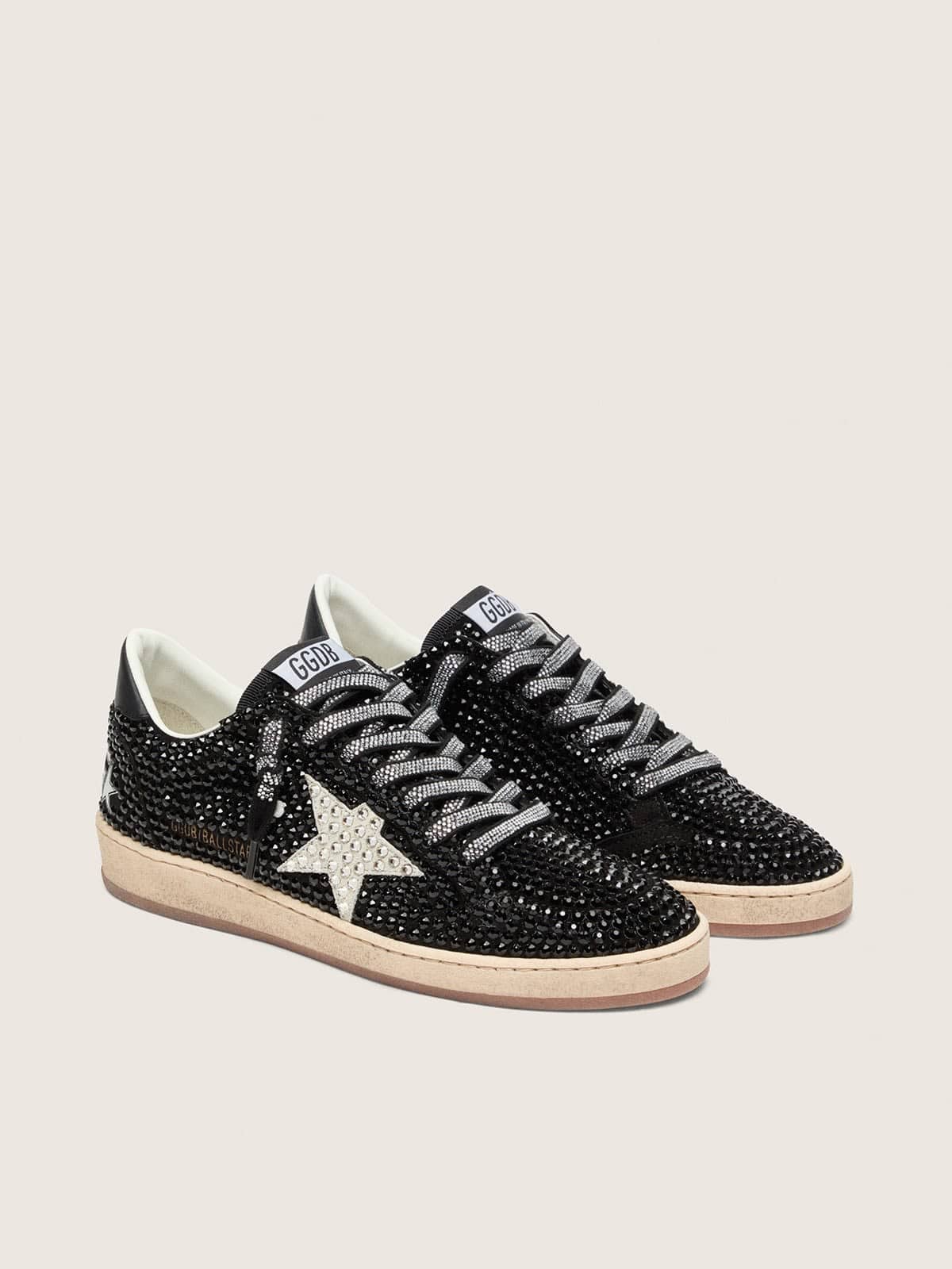 Ball Star in black suede with white star and Swarovski crystals - Golden Goose Women