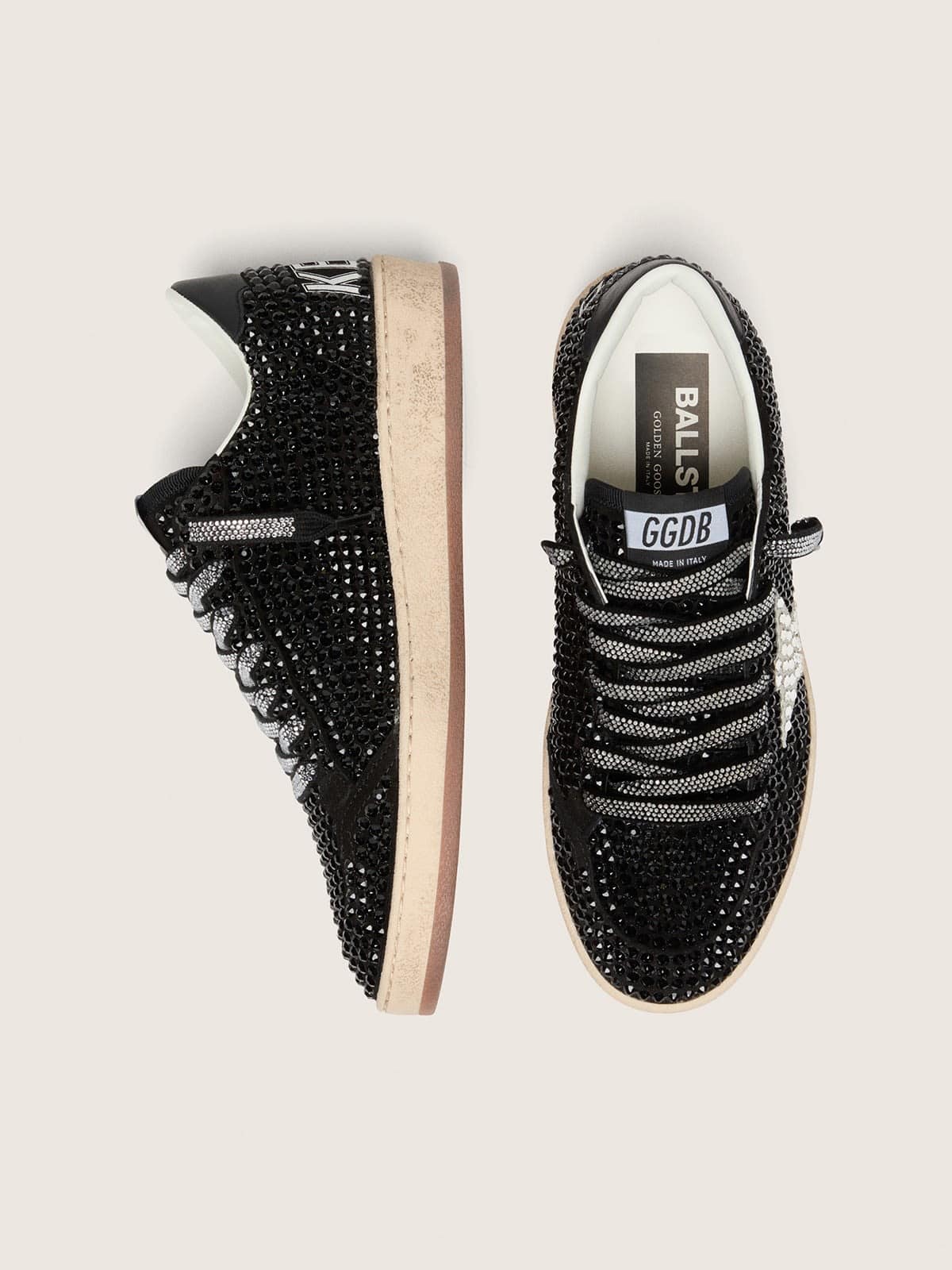 Ball Star in black suede with white star and Swarovski crystals - Golden Goose Women