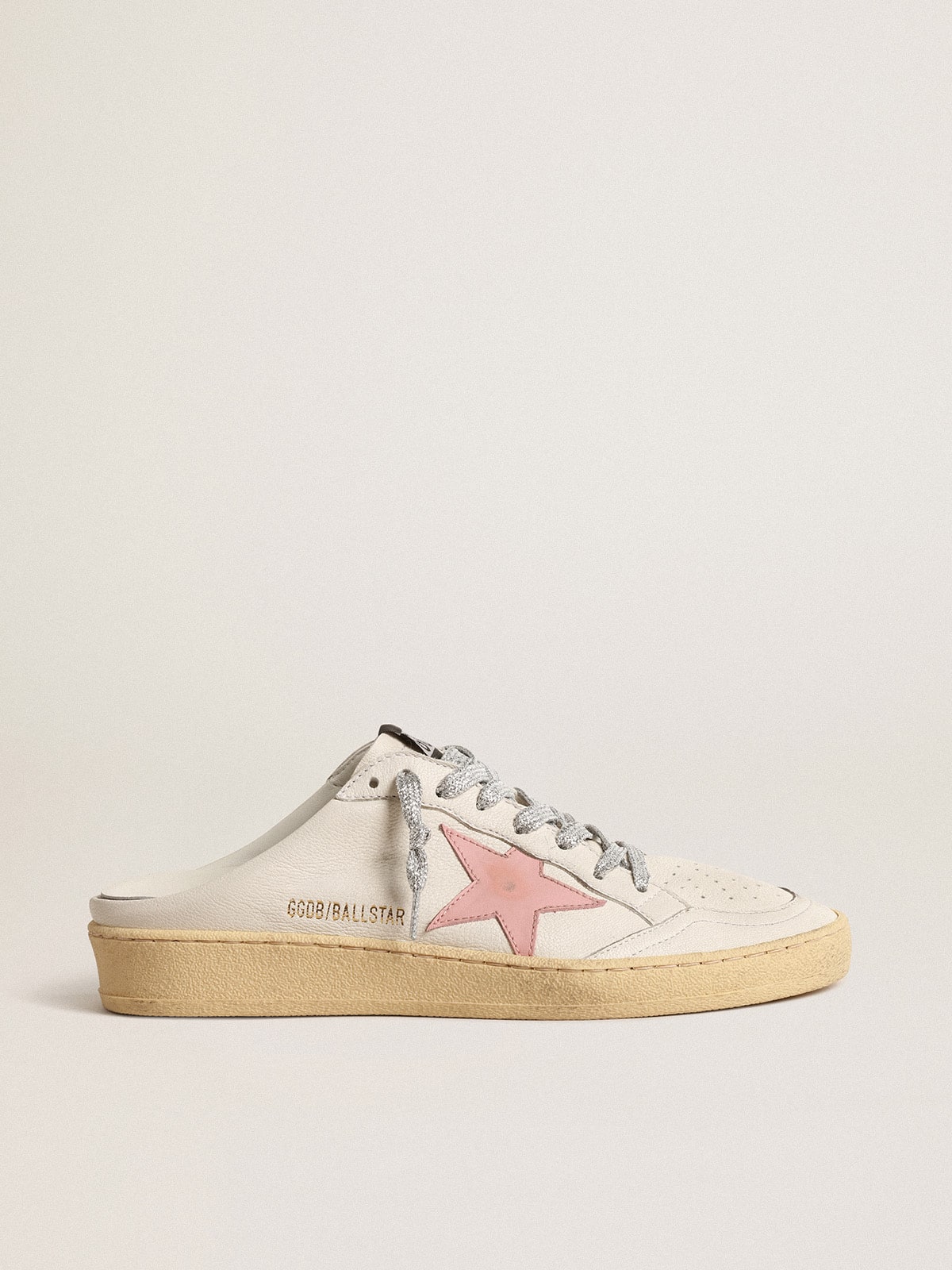 Ball Star Sabots in white nappa with an old-rose leather star - Golden Goose Women